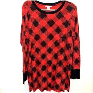 Victoria's Secret Womens Sz Large Nightgown Red Black Buffalo Plaid Cozy Thermal
